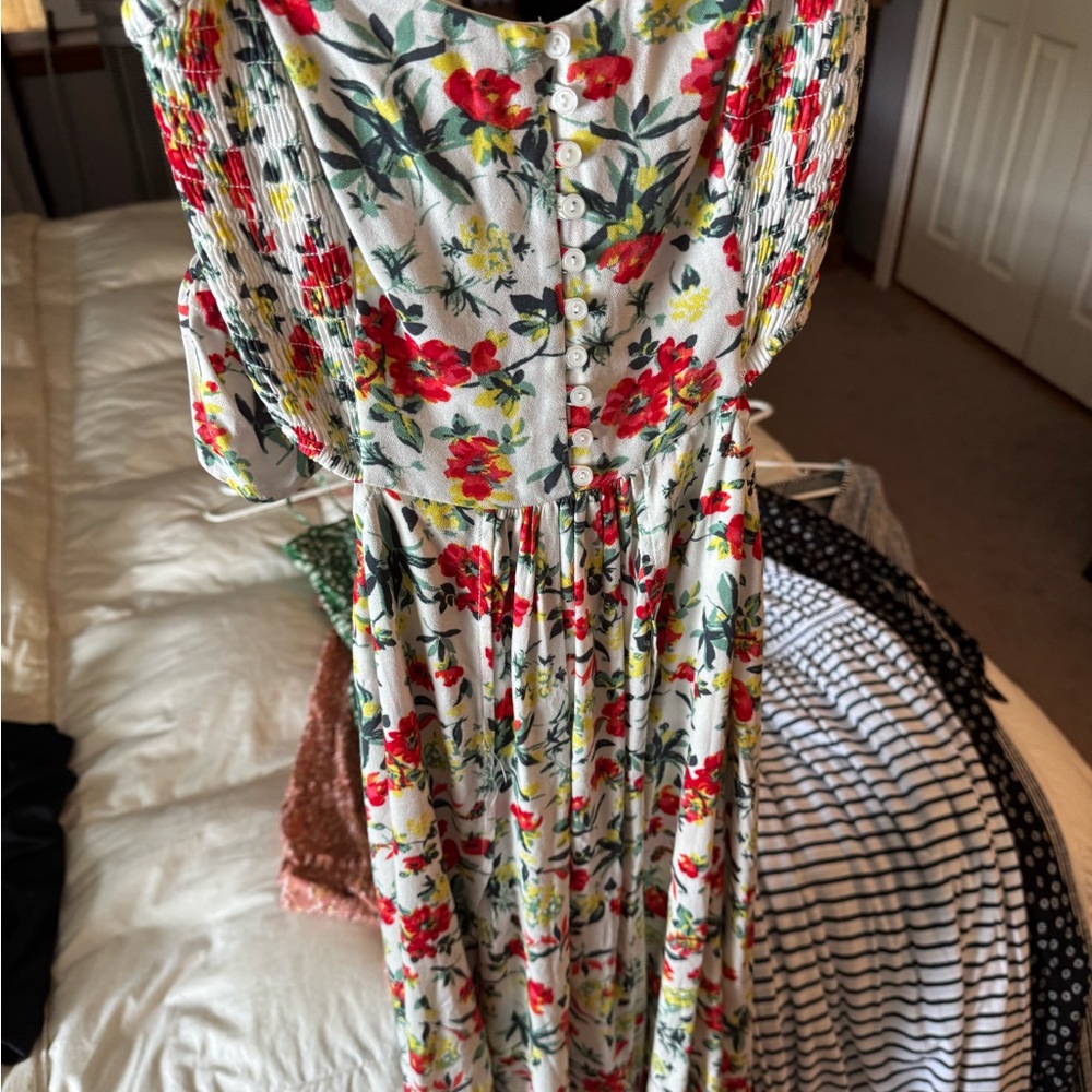 Lulu's Red and Green Sleeveless Sundress for Wedding Guests